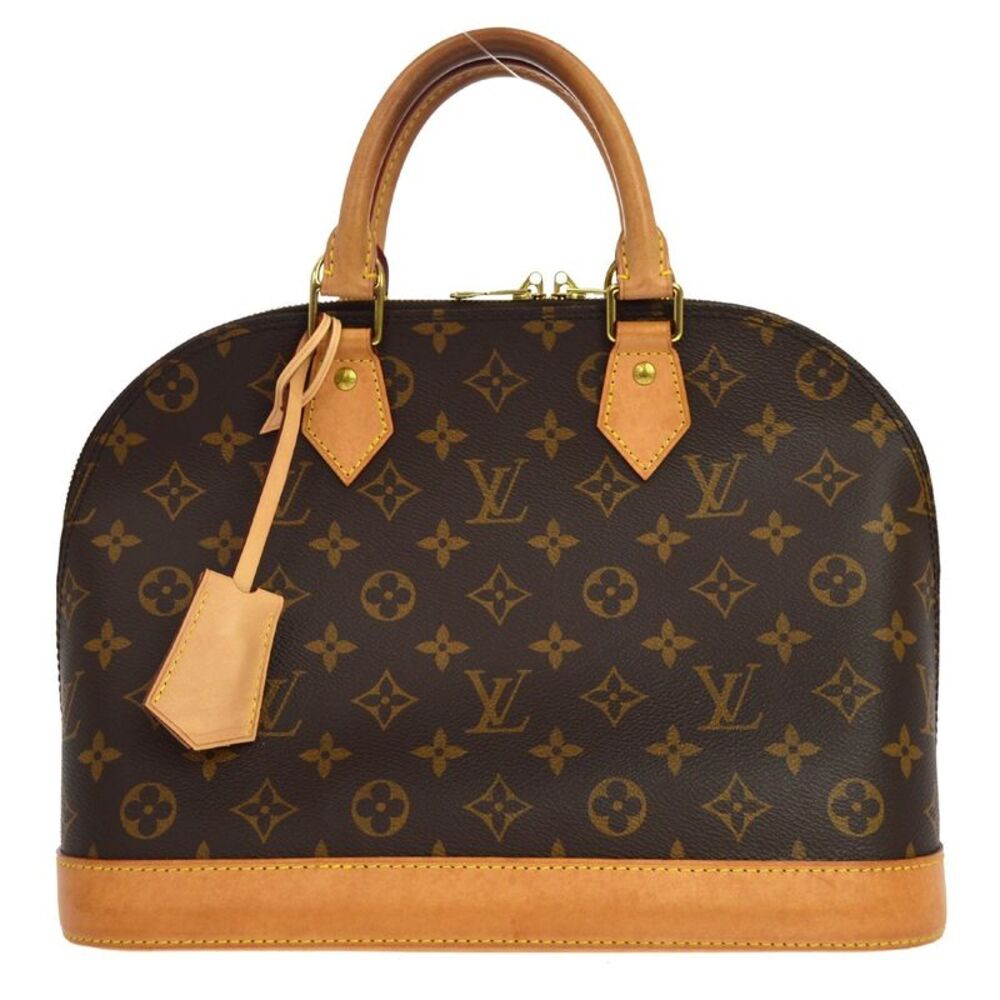 Louis Vuitton Alma Monogram Lace Leather Brown Canvas Handbag